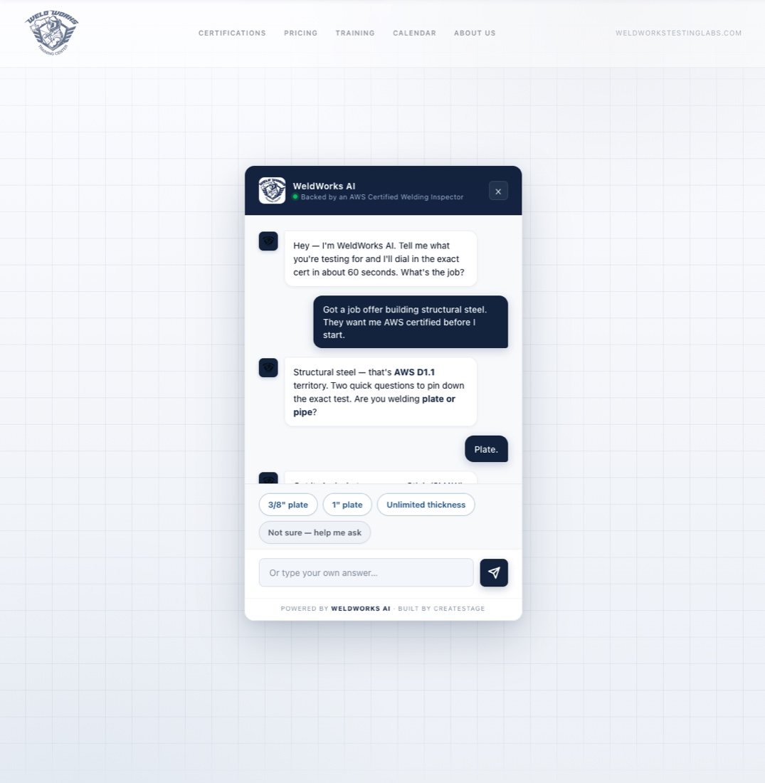 WeldWorks AI — chat triage